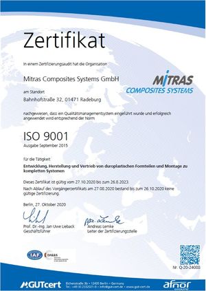 Zertifikat DIN ISO 90001 DE